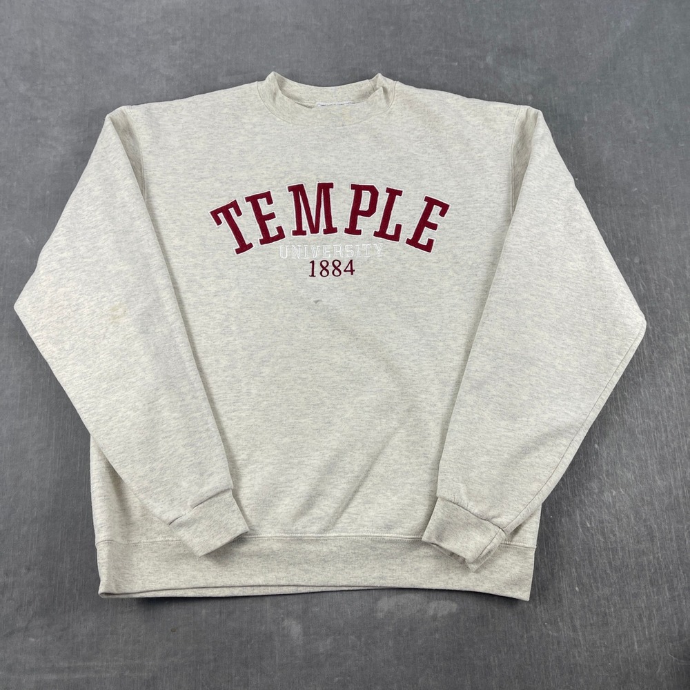 Temple University Men Large Gray Champion Sweatshirt Crewneck 6352